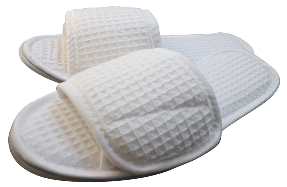 kimono style cotton waffle weave spa slippers - 2 colors by distinct bath & body