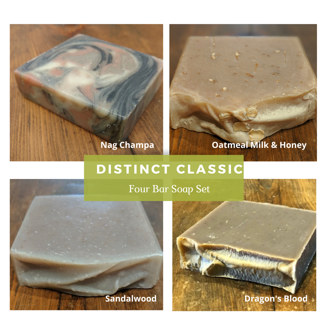 distinct classic scents, 4 bar set by distinct bath & body