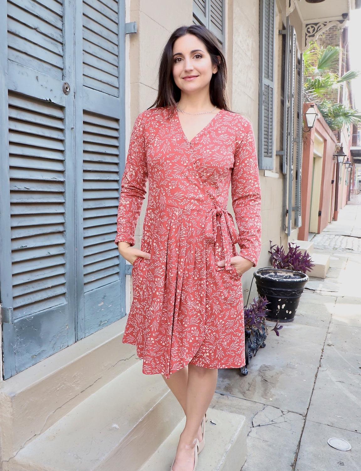 cranberry organic wrap dress by passion lilie