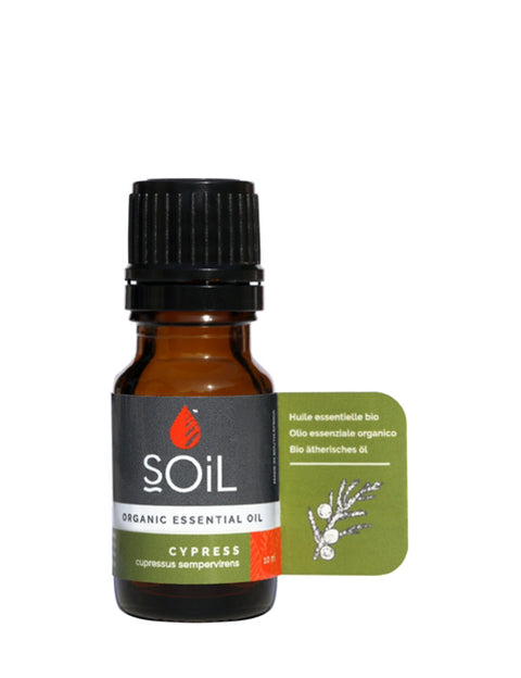 organic cypress essential oil (cupressus sempervirens) 10ml by soil organic aromatherapy and skincare