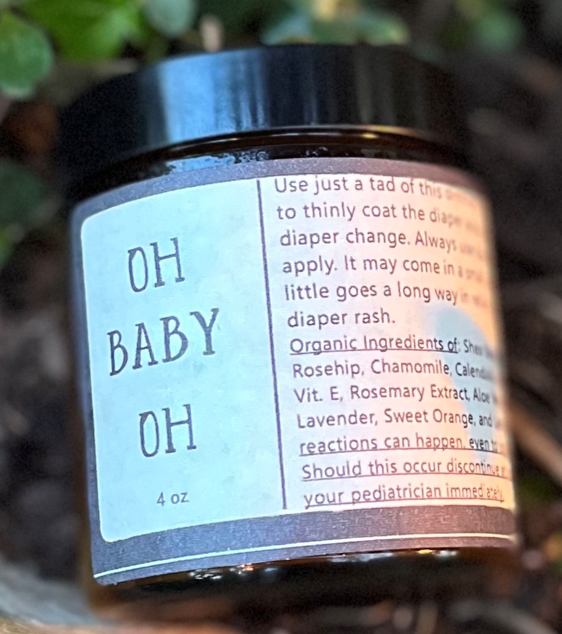 oh baby oh! " what a bum!" organic diaper balm - to help soothe any bottom (including adults) by sweet harvest farms