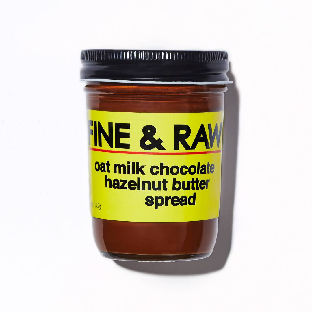 fine and raw oat milk chocolate hazelnut butter, organic, vegan - 12 bars x 8oz by farm2me