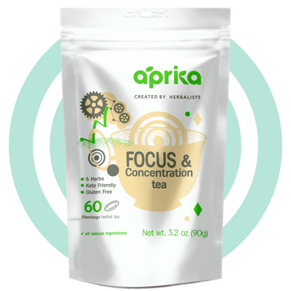 Focus & Concentration Herbal Tea, 60 bags by Aprika Life