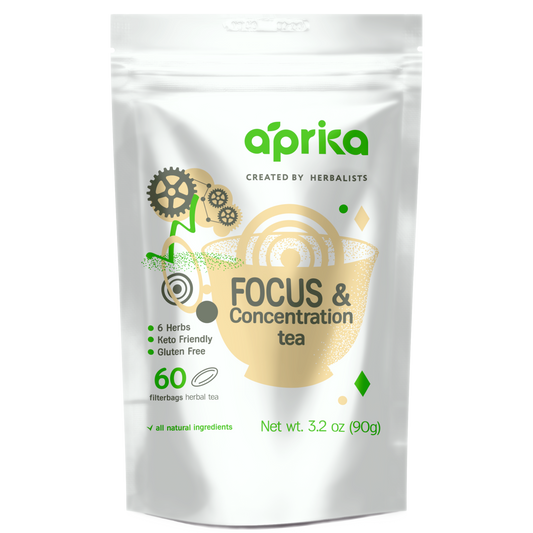 Focus & Concentration Herbal Tea, 60 bags by Aprika Life