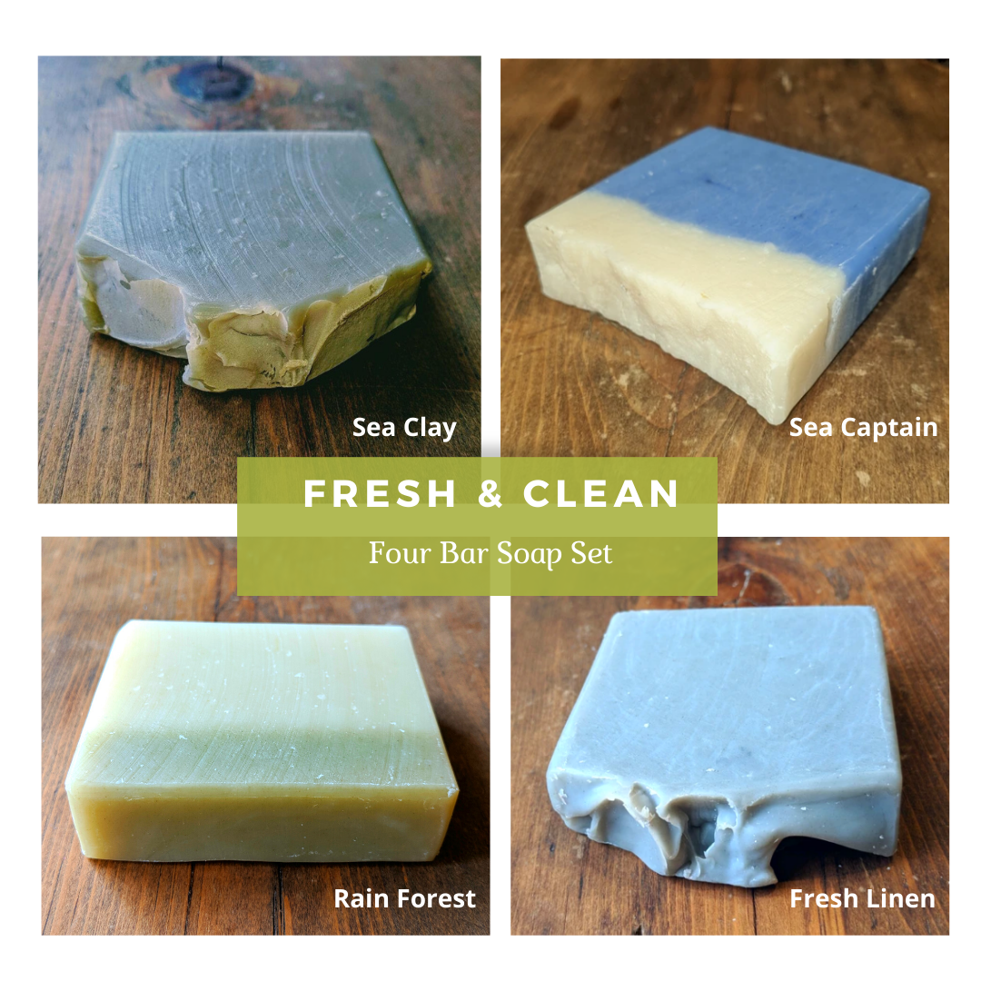 fresh & clean scents - 4 bar set by distinct bath & body