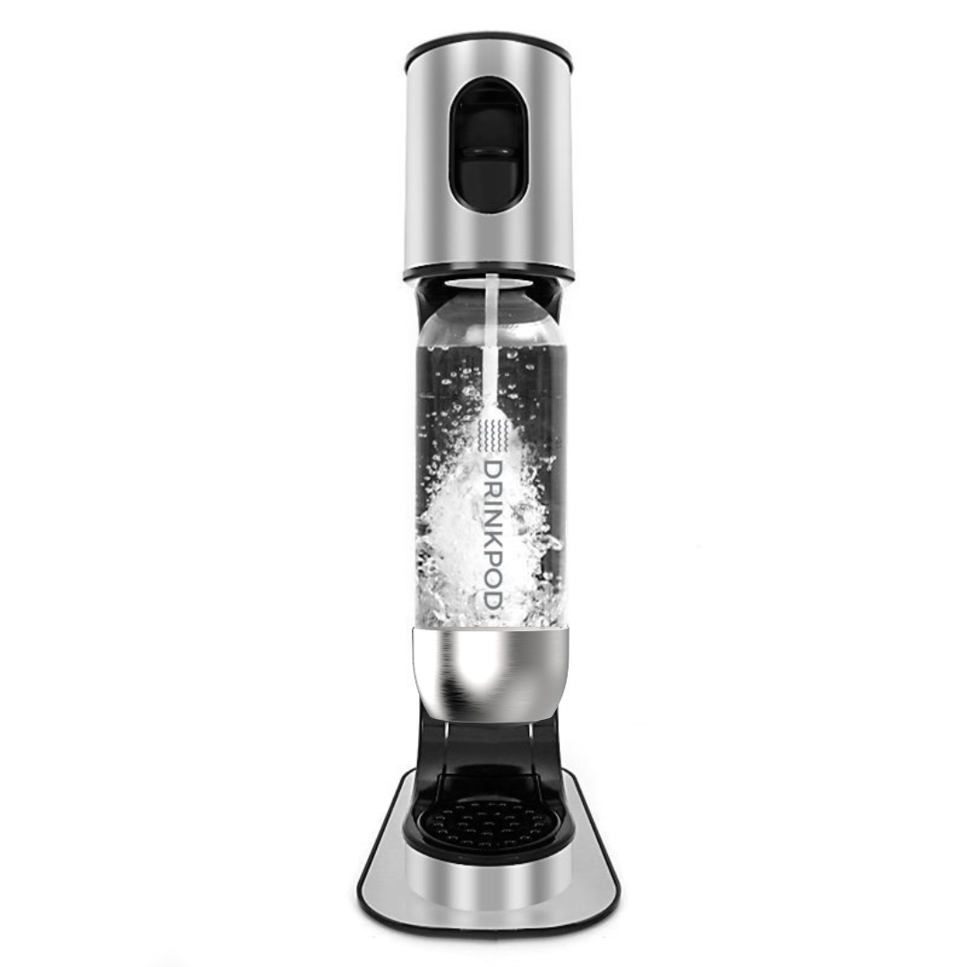 sodapod pro stainless steel premium sparkling water machine | includes 3 x bottles by drinkpod