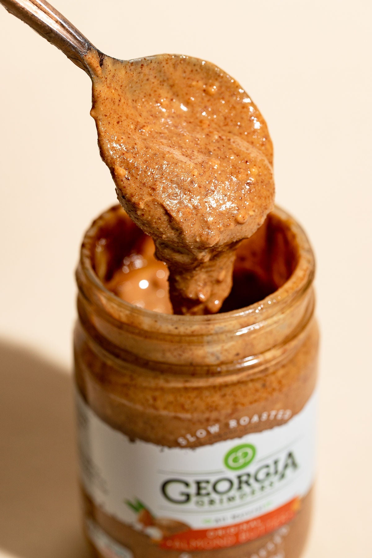 georgia grinders almond butter assorted 4 pack (one 12oz jar of each: original almond butter, maple caramel almond butter, salt free almond butter, honey roasted almond butter - (cp-cl) by georgia grinders