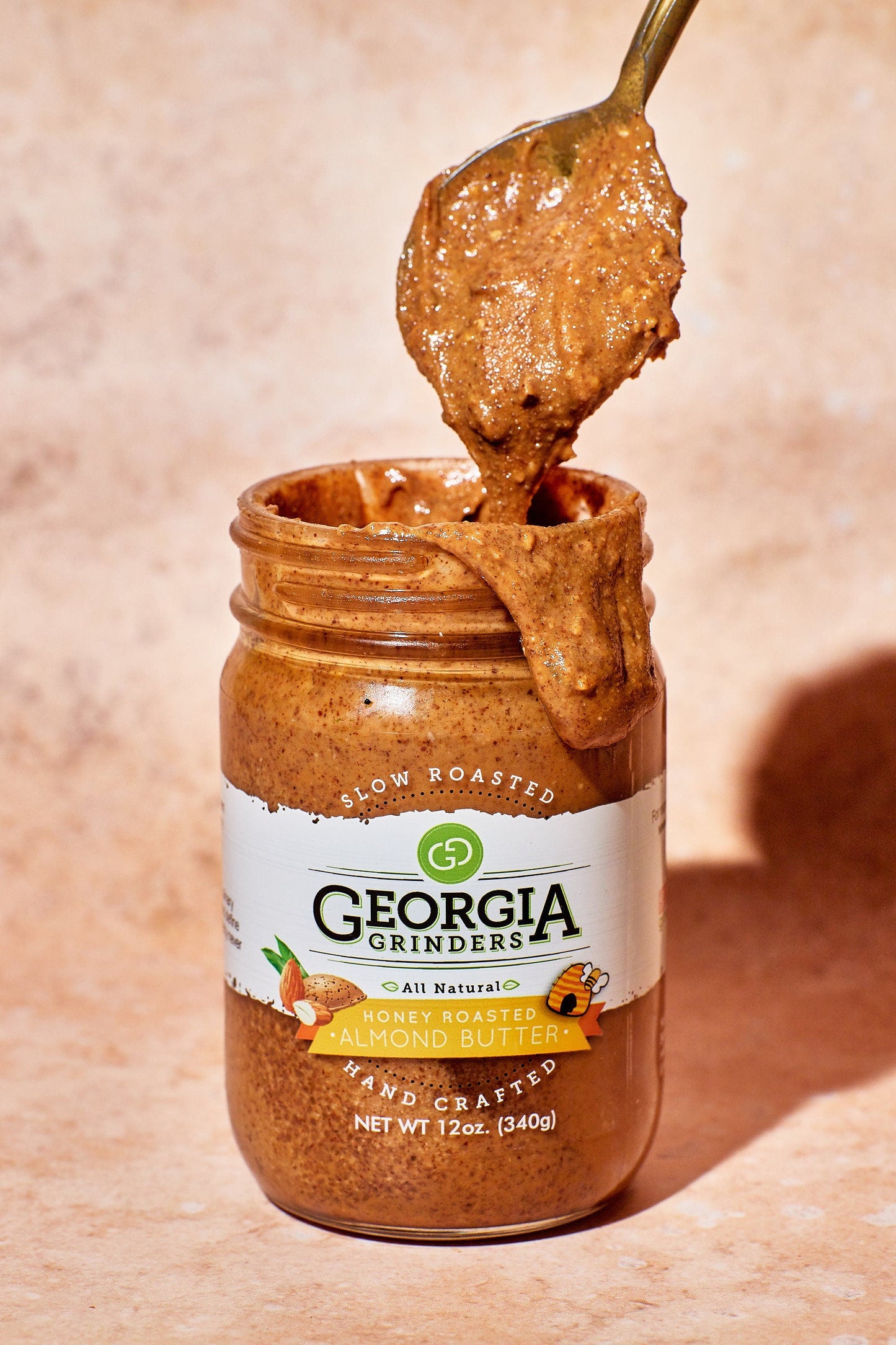 georgia grinders maple caramel almond butter and honey roasted almond butter mix pack (two 12oz jars of each) - cp-cl by georgia grinders