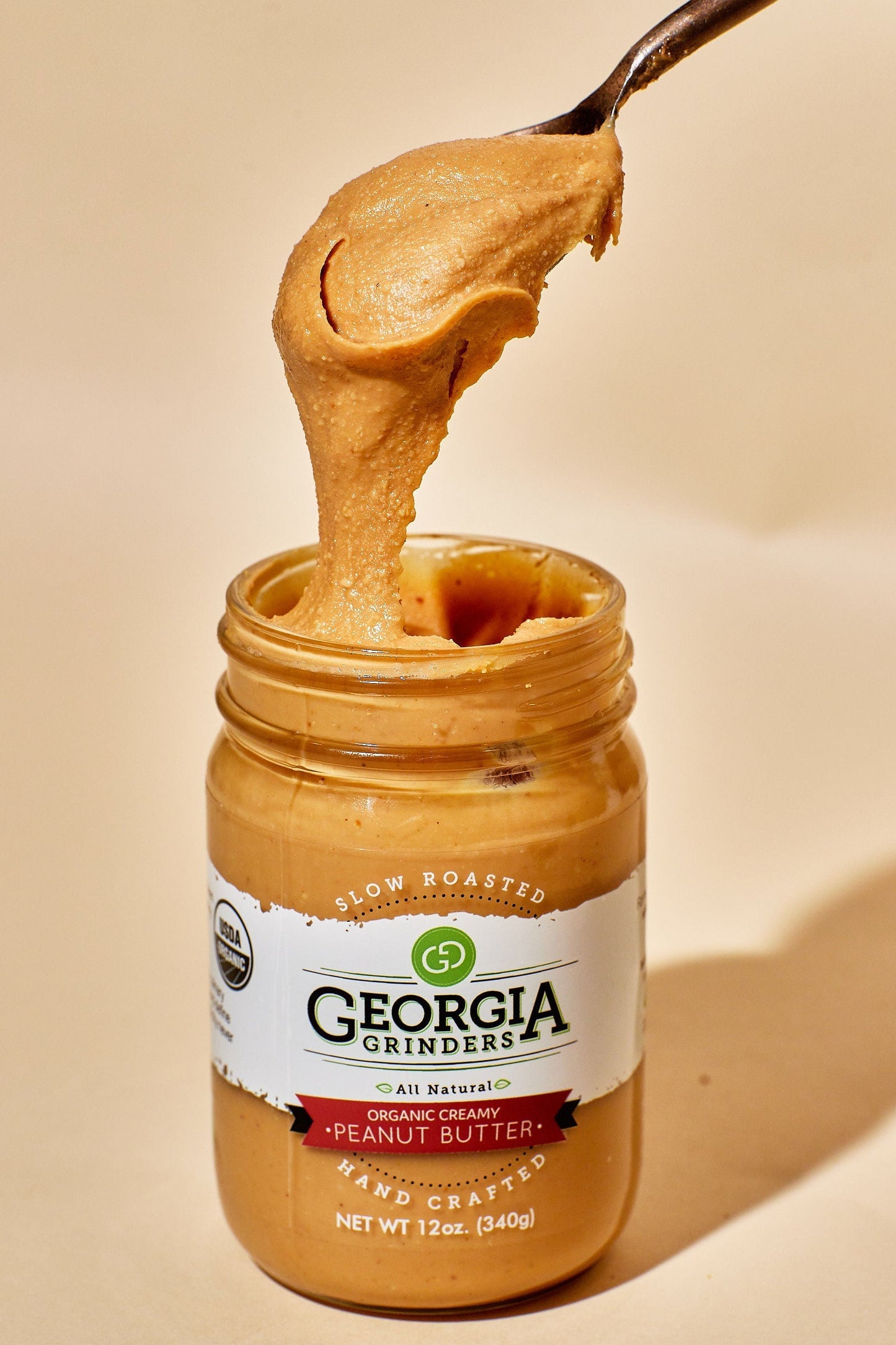 georgia grinders organic peanut butter 4 pack (12 oz jars - 2 jars of organic crunchy and 2 jars of organic creamy peanut. - (cp-cl) by georgia grinders