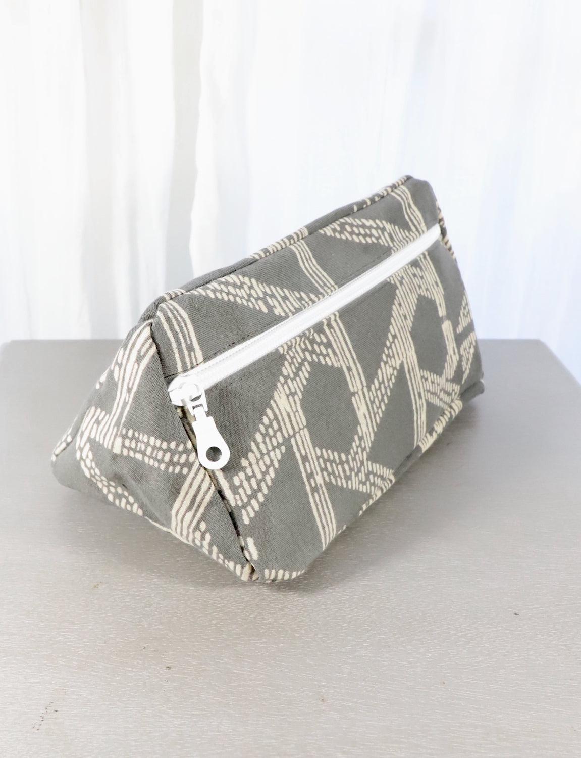 grey toiletry bag- triangles or floral by passion lilie