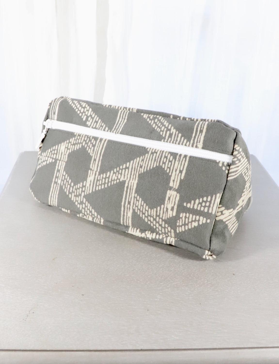 grey toiletry bag- triangles or floral by passion lilie