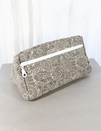 Grey Toiletry Bag- Triangles or Floral by Passion Lilie