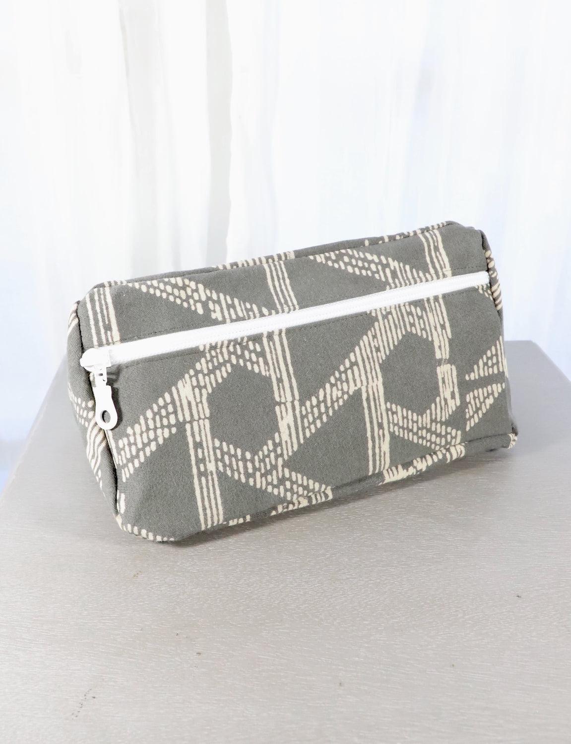 grey toiletry bag- triangles or floral by passion lilie