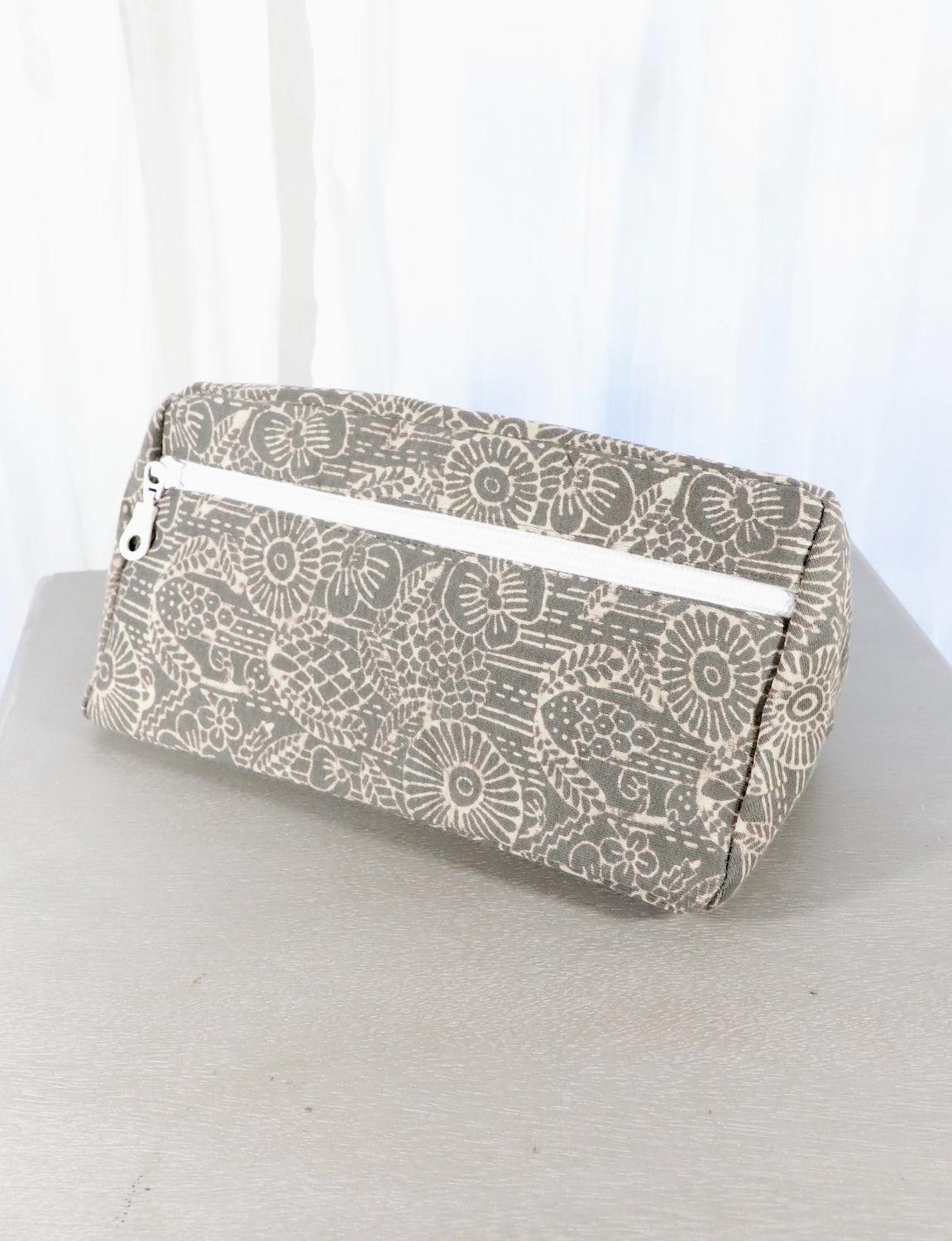 grey toiletry bag- triangles or floral by passion lilie