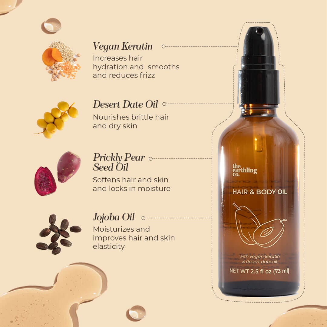 hair & body oil for strengthening and repairing by the earthling co.