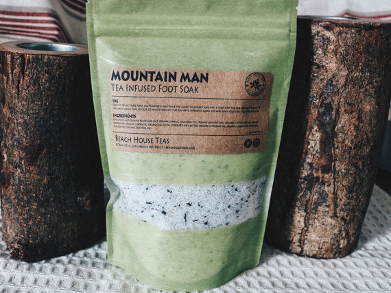 mountain man tea-infused foot soak salts for men by beach house teas