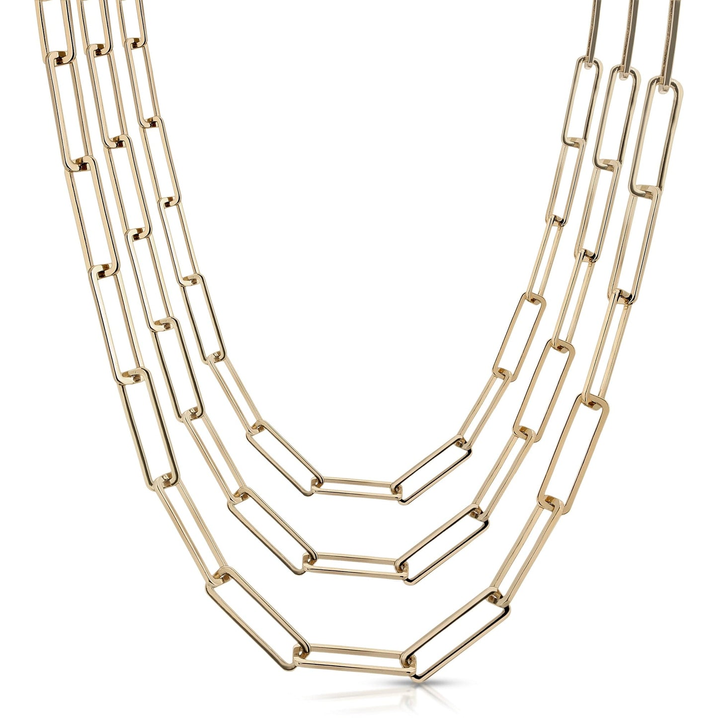 triple large rectangle link chain necklace by eklexic