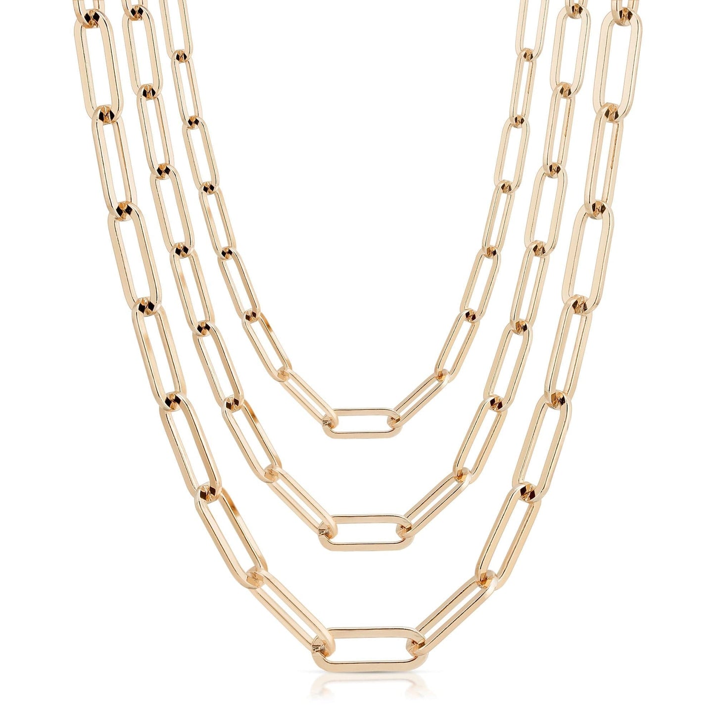 triple large elongated link chain necklace by eklexic