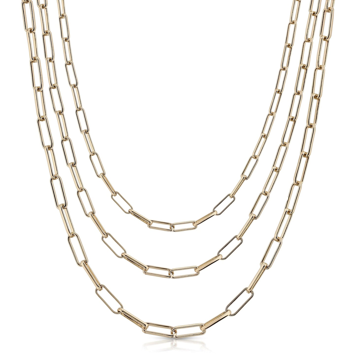 triple elongated link chain necklace by eklexic