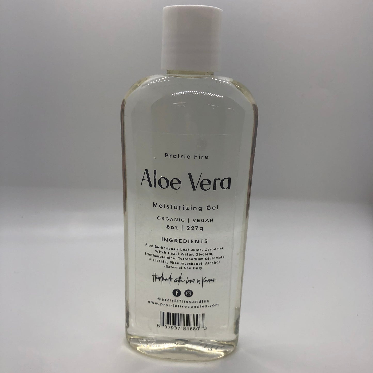 aloe vera moisturizing gel - 8 oz by prairie fire tallow, candles, and lavender