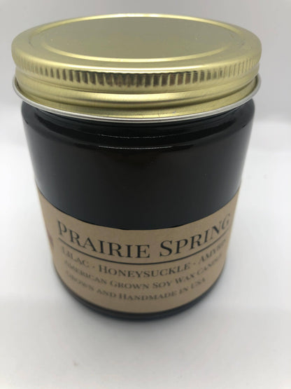 Prairie Spring Soy Wax Candle | 9 oz Amber Apothecary Jar by Prairie Fire Tallow, Candles, and Lavender