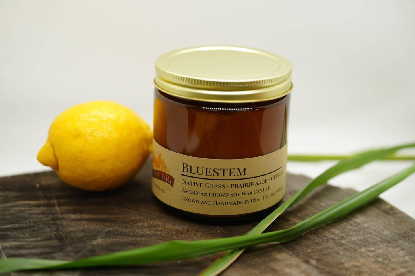 bluestem soy wax candle | 16 oz double wick amber apothecary jar candle by prairie fire tallow, candles, and lavender