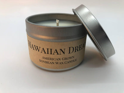 Hawaiian Dream Soy Wax Candle | 2 oz Travel Tin by Prairie Fire Tallow, Candles, and Lavender