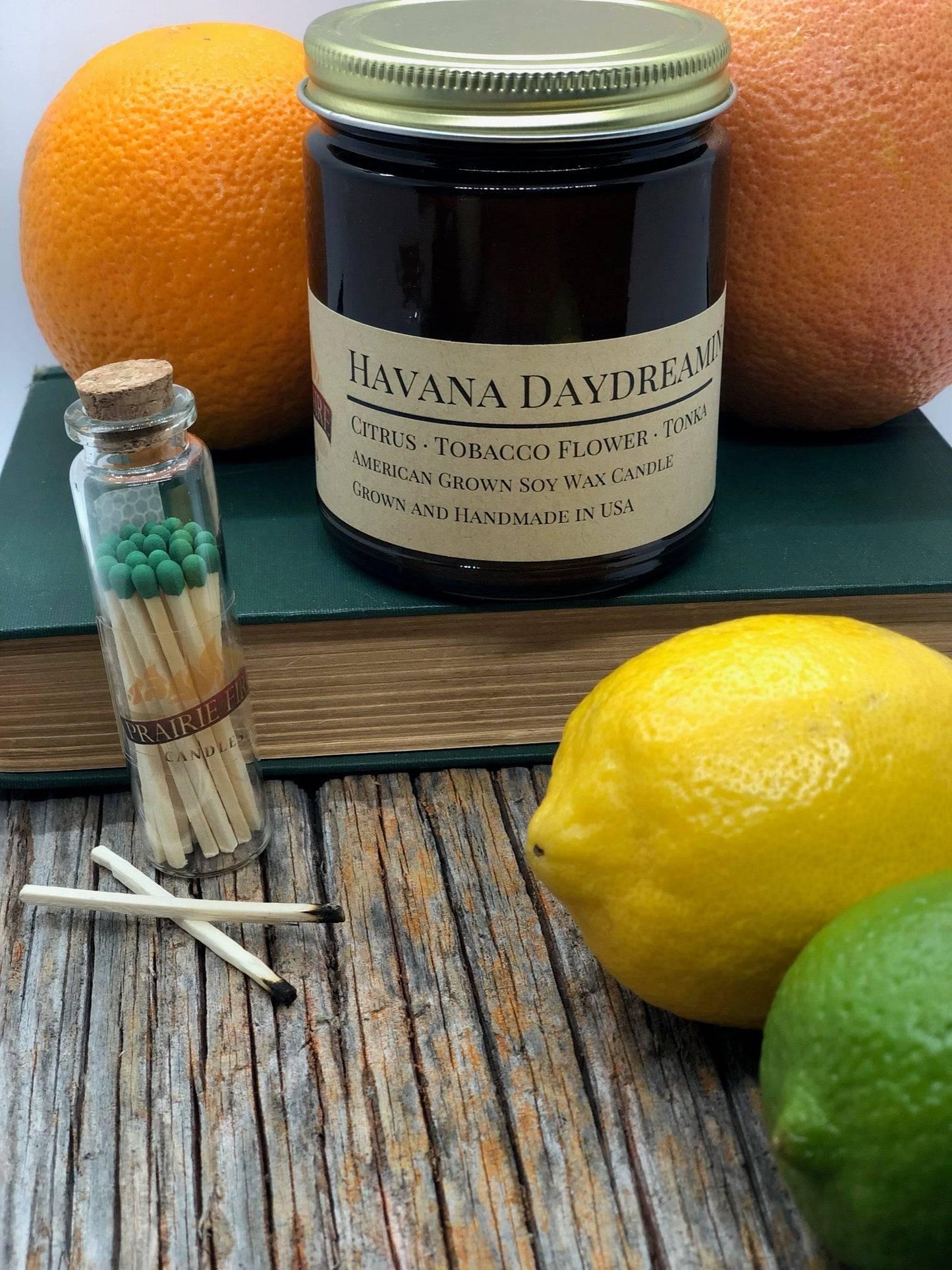 havana daydreamin' soy wax candle | 9 oz amber apothecary jar by prairie fire tallow, candles, and lavender