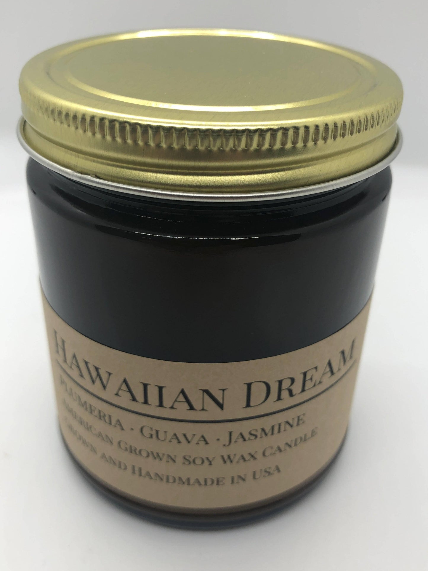 hawaiian dream soy wax candle | 9 oz amber apothecary jar by prairie fire tallow, candles, and lavender
