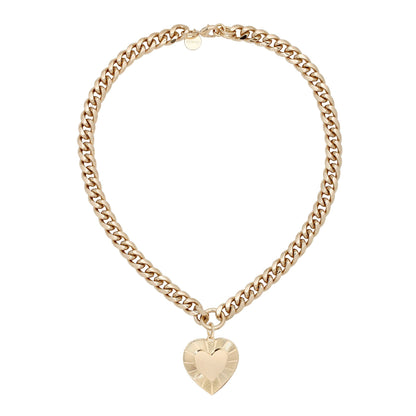 CURB CHAIN & HEART PENDANT NECKLACE by eklexic