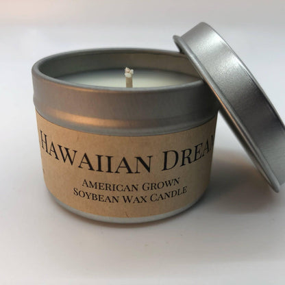 Hawaiian Dream Soy Wax Candle | 2 oz Travel Tin by Prairie Fire Tallow, Candles, and Lavender