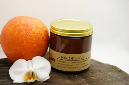 Look of Love Soy Wax Candle | 16 oz Double Wick Amber Apothecary Jar by Prairie Fire Tallow, Candles, and Lavender