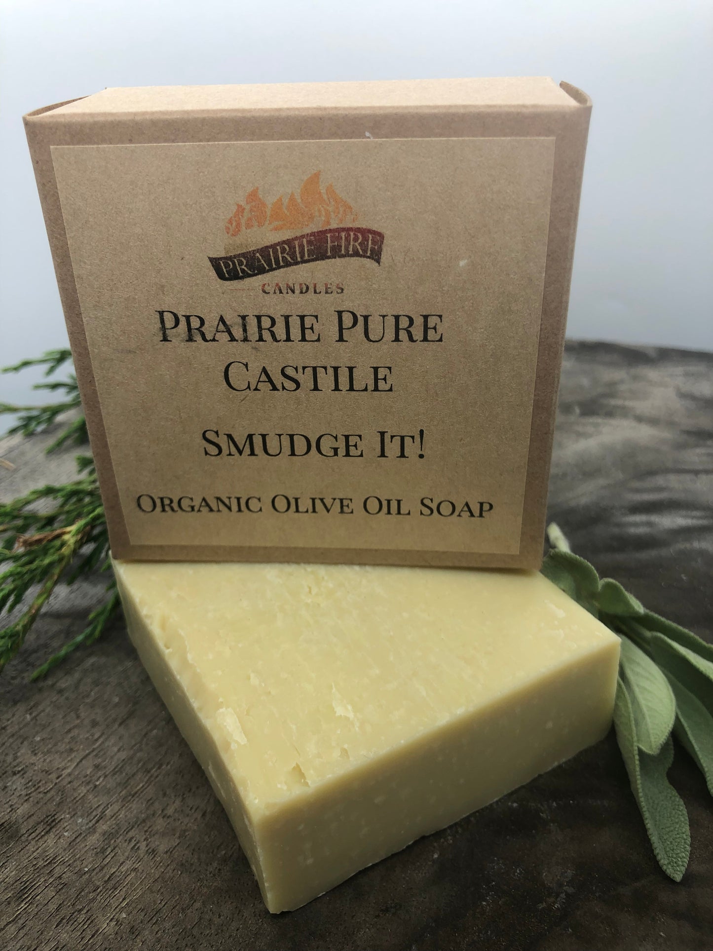 smudge it! real castile organic olive oil soap for sensitive skin - dye free - 100% certified organic extra virgin olive oil by prairie fire tallow, candles, and lavender