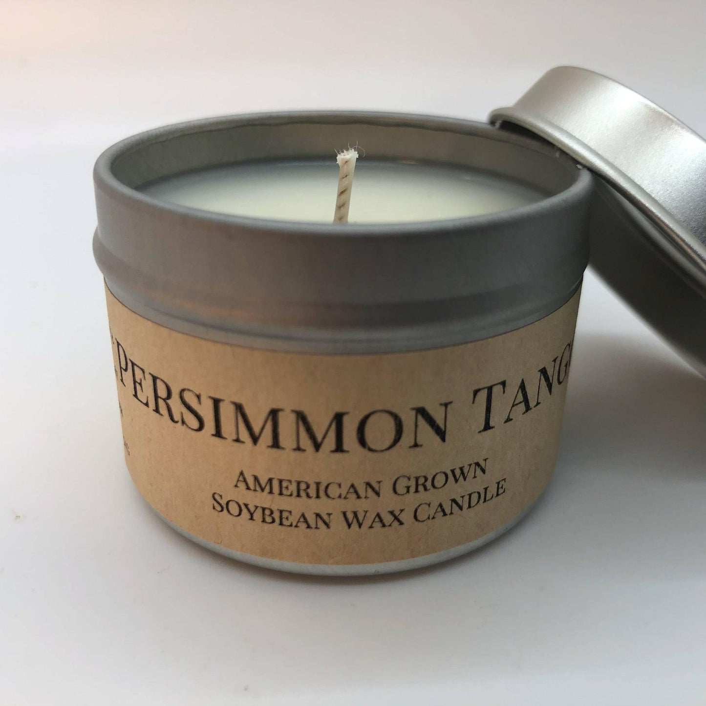 persimmon tango soy wax candle | 2 oz travel tin by prairie fire tallow, candles, and lavender