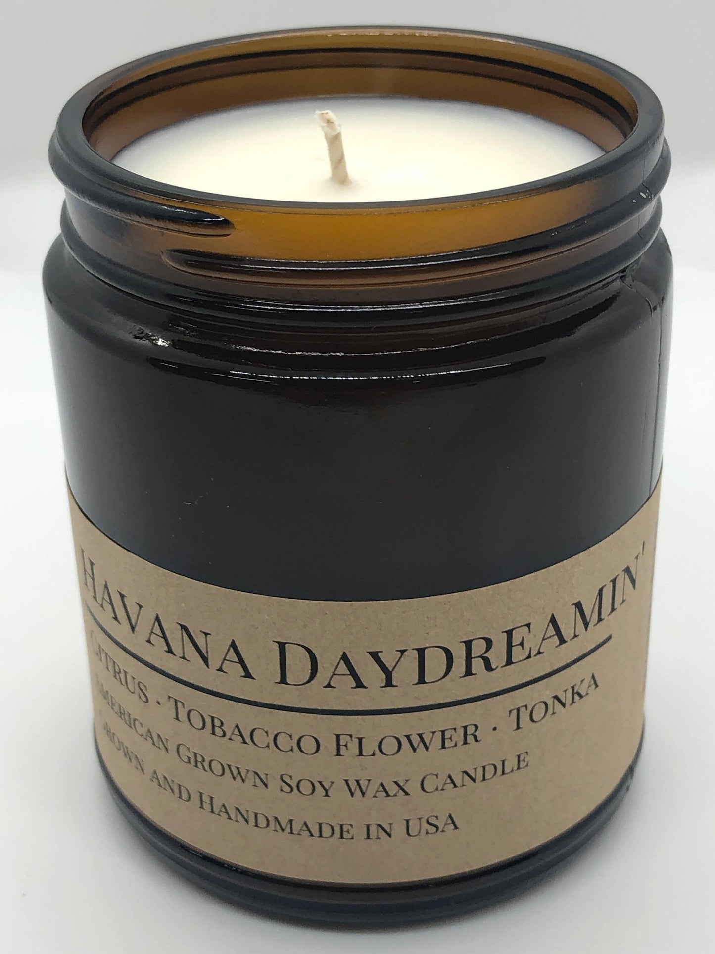 havana daydreamin' soy wax candle | 9 oz amber apothecary jar by prairie fire tallow, candles, and lavender