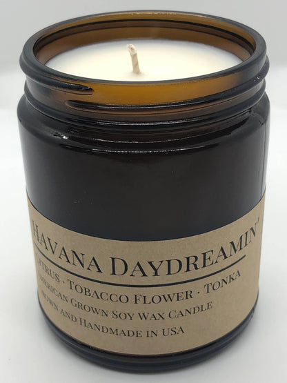 Havana Daydreamin' Soy Wax Candle | 9 oz Amber Apothecary Jar by Prairie Fire Tallow, Candles, and Lavender