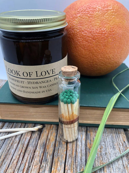 Look of Love Soy Wax Candle | 9 oz Amber Apothecary Jar by Prairie Fire Tallow, Candles, and Lavender
