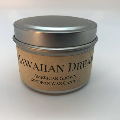 Hawaiian Dream Soy Wax Candle | 2 oz Travel Tin by Prairie Fire Tallow, Candles, and Lavender