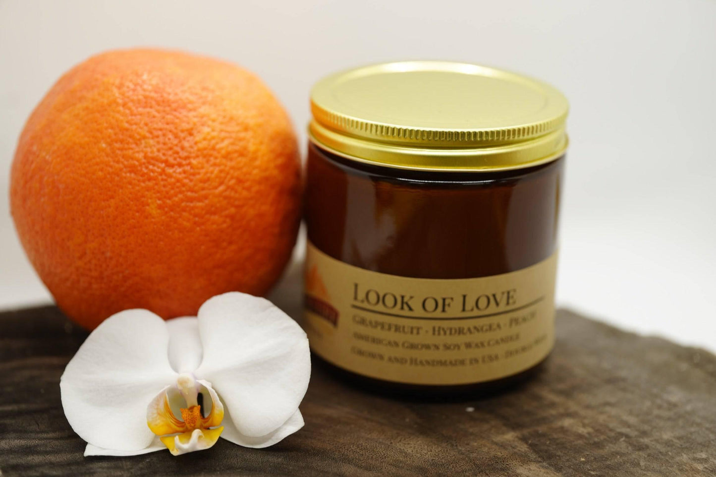 look of love soy wax candle | 16 oz double wick amber apothecary jar by prairie fire tallow, candles, and lavender