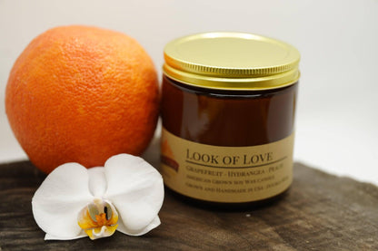 Look of Love Soy Wax Candle | 16 oz Double Wick Amber Apothecary Jar by Prairie Fire Tallow, Candles, and Lavender