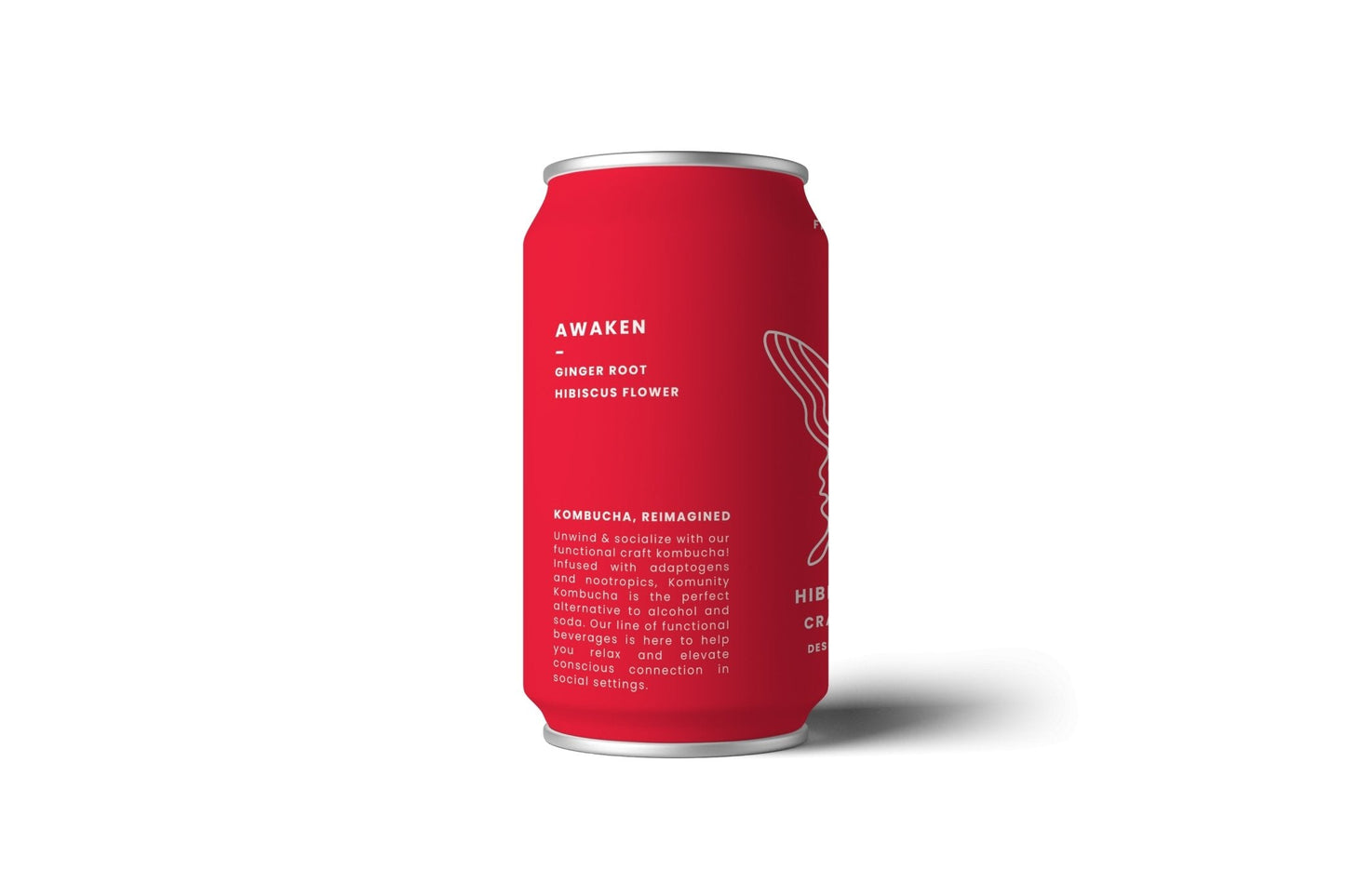 komunity kombucha "awaken" hibiscus ginger kombucha cans - 24 x 12oz by farm2me