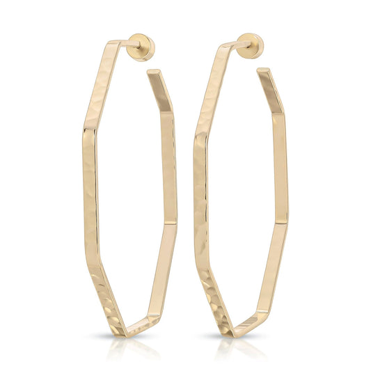 Large Hammered Octagon Shaped Hoops by eklexic