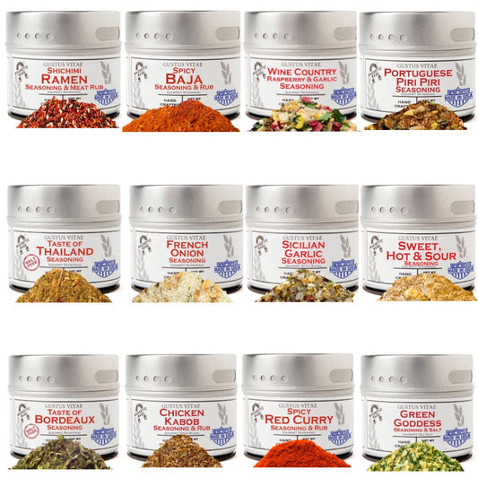 Luxury World Seasonings - Gourmet 12 Pack Collection by Gustus Vitae