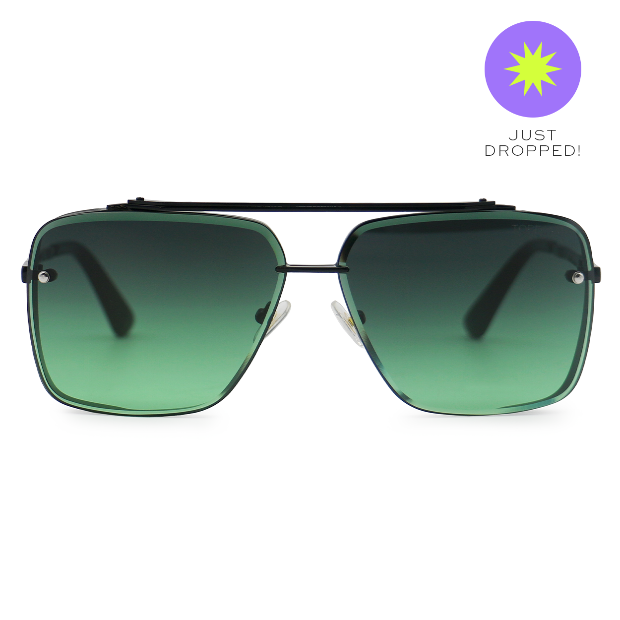 bella - dark green oversized squared aviators by topfoxx