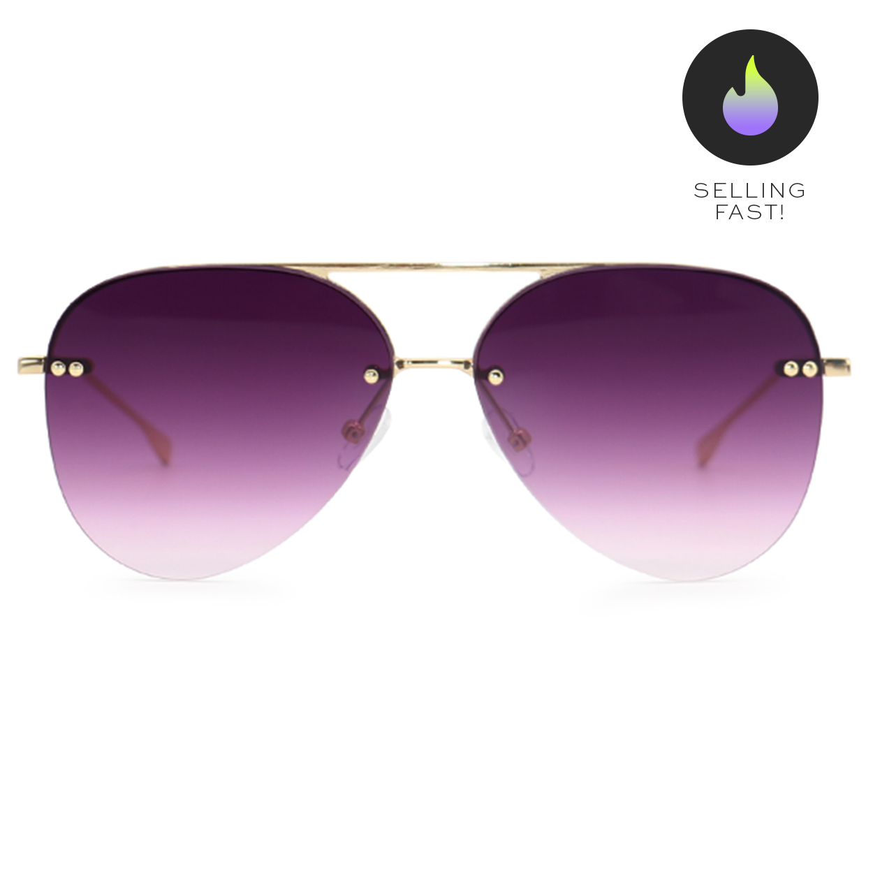 smaller megan 2 - purple metal aviator sunglasses with gold frame by topfoxx