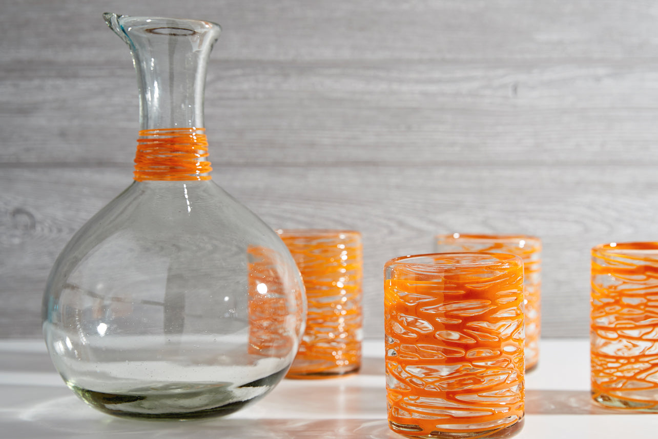 handblown glass carafe by verve culture