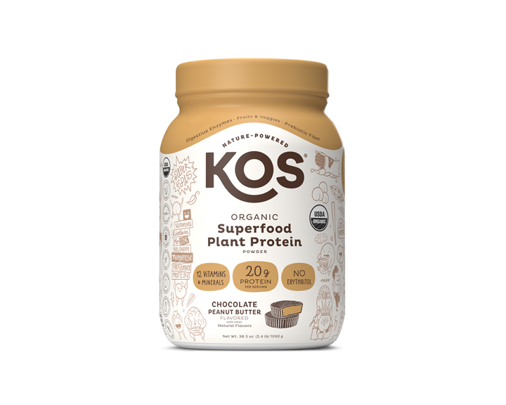 organic plant protein, chocolate peanut butter, 28 servings by kos