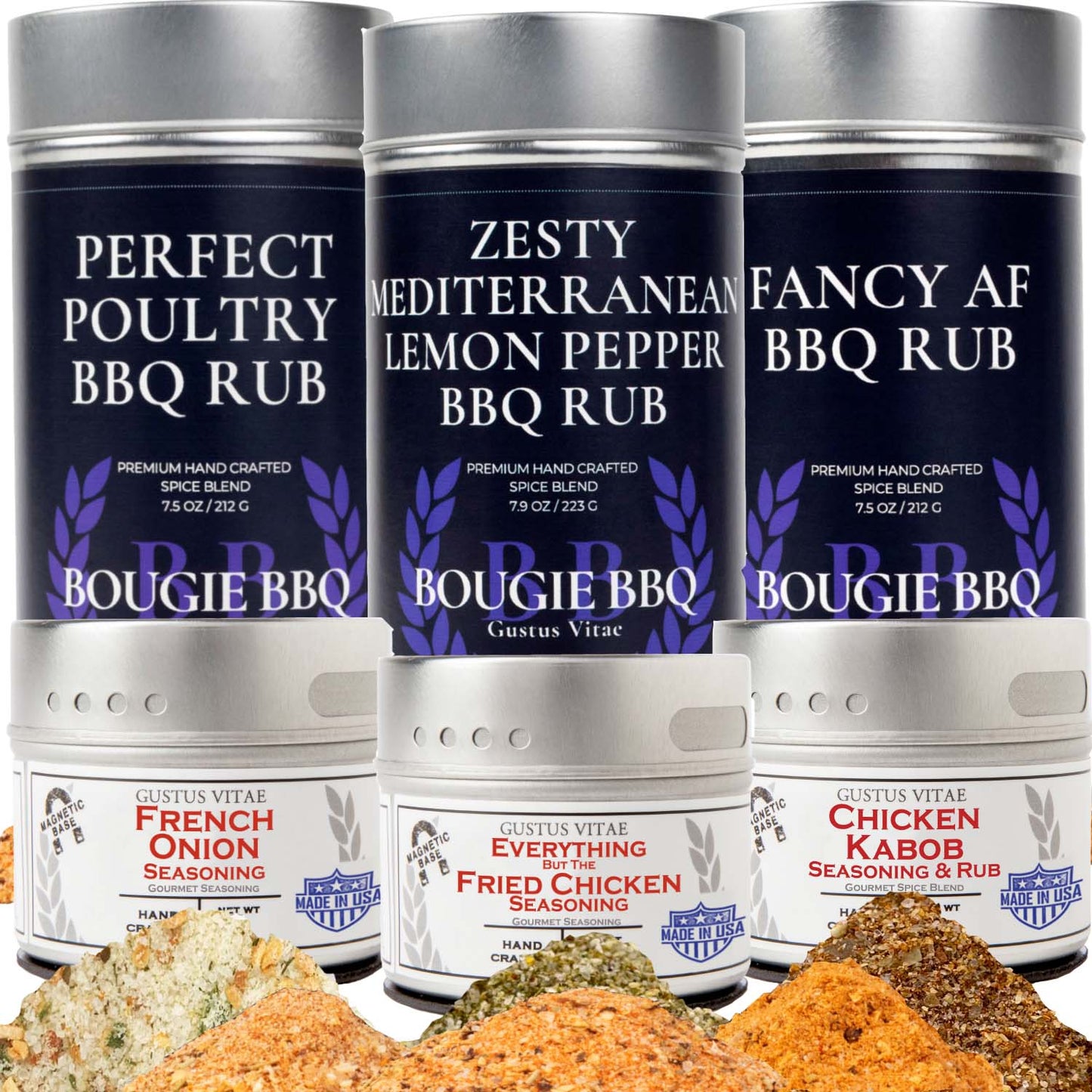 perfect for poultry | complete 6 pack collection | gourmet seasonings and rubs for chicken, duck, turkey, and wild game by gustus vitae