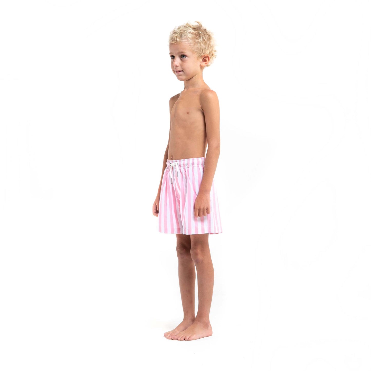 pink stripes - kids swim trunks by bermies