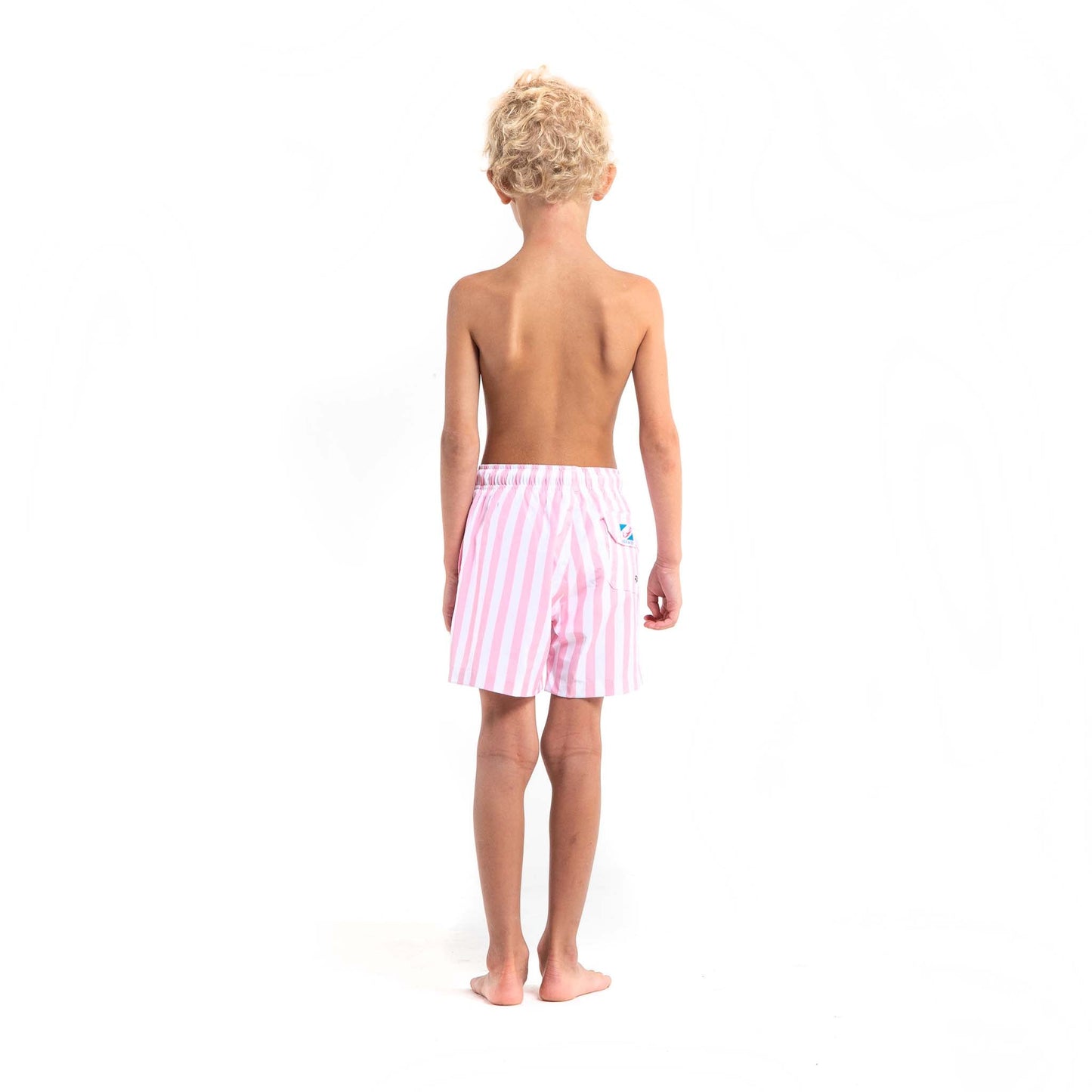 pink stripes - kids swim trunks by bermies